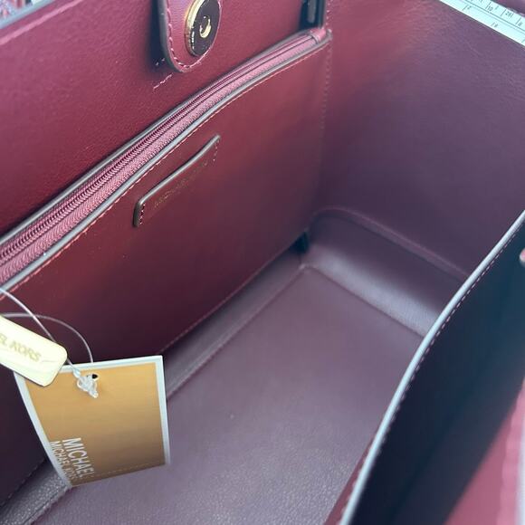 Michael Kors Purse Reed Large Logo Tote Bag Oxblood MK - Picture 7 of 9